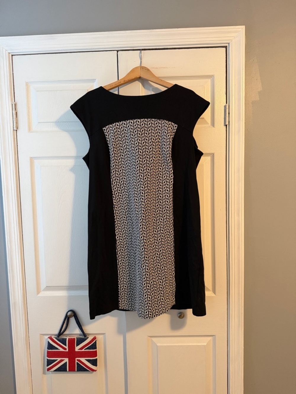 Chico's Black Dress with White Geometric Front Panel